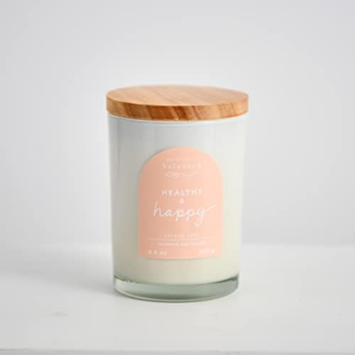 Scented Lidded Glass Soy Candle - Healthy Happy 93 oz