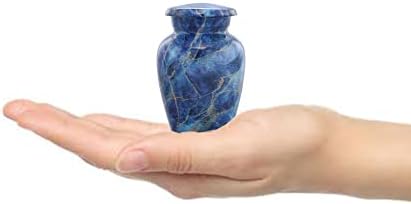 Marble Finish Mini Cremation Urn for Ashes - Exotic Blue
