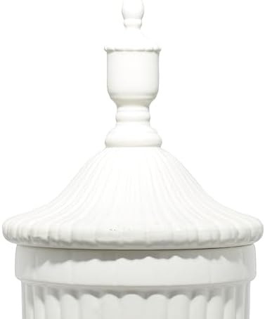 Deco 79 White Ceramic Decorative Urn Jar with Lid