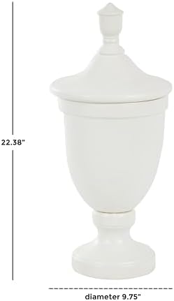 Deco 79 White Ceramic Decorative Jar with Lid
