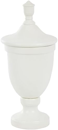 Deco 79 White Ceramic Decorative Jar with Lid