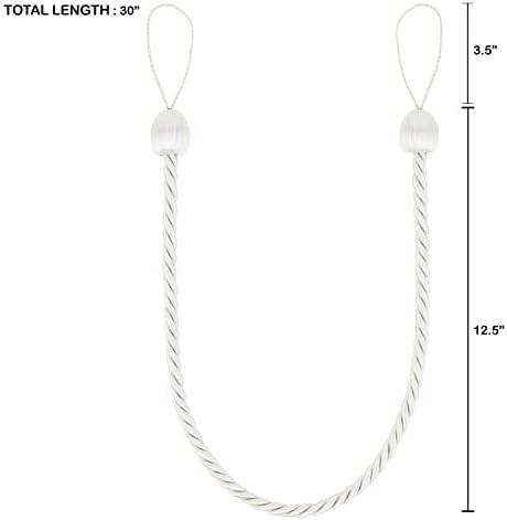 2 Pack Curtain Ropes Tiebacks Handmade Holdbacks - Polyester White