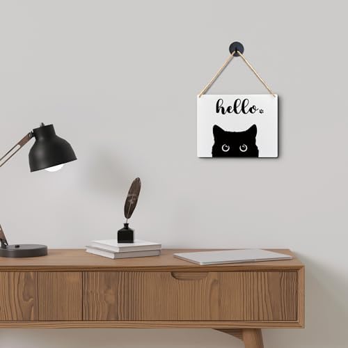 Lacosu Wall Pediment Cat Welcome Sign 8x10 Inches
