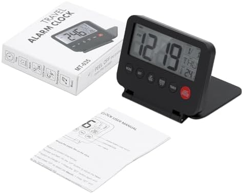 Olipiter Small Foldable Digital Travel Alarm Clock with Calendar and Temperature