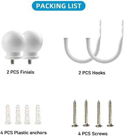 White Ball Finials Curtain Holdbacks 2pcs 1