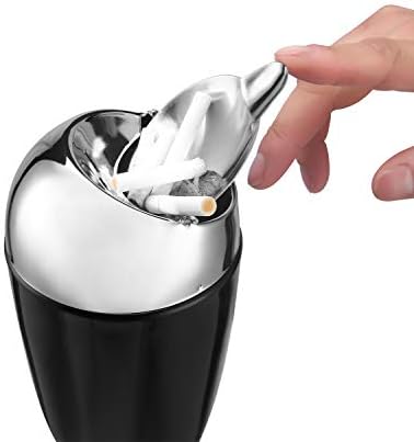 2 Pack Outdoor Standing Ashtray with Lid and Adjustable Height