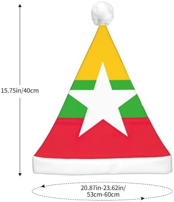 Myanmar Flag Print Christmas Hat with LED Lights