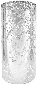 WGVI Hurricane Candle Holder Sleeve Silver Speckled Glass