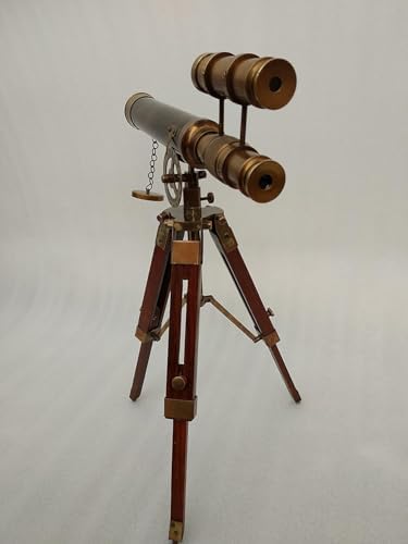 1915 Victorian Brass Telescope with Wooden Tripod