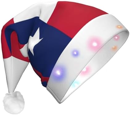 Texas State Flag Christmas Hat with LED Lights 1