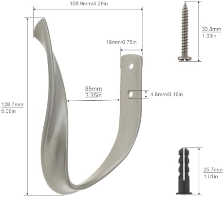 4 Pack Grey Aluminum Alloy Curtain Holdbacks