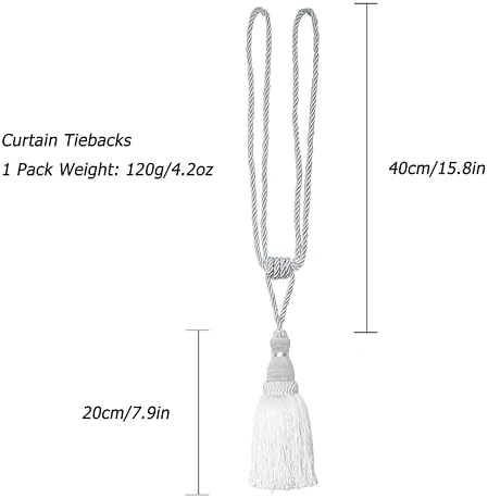 BEL AVENIR 2 Pack Curtain Tiebacks with Tassels and Rope
