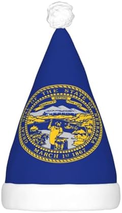 Nebraska Flag Print Christmas Hat with LED Light