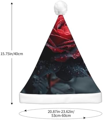 Red And Black Rose Print Christmas Hat With LED Light