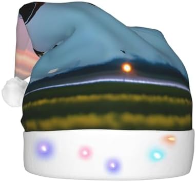 Airplane in the Evening Lights Print Christmas Hat with LED