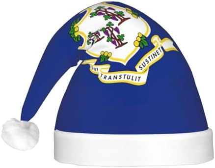 Connecticut State Flag Christmas Hat with LED Lights
