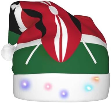 Kenya Flag Christmas Hat with LED Lights