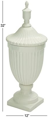Deco 79 White Ceramic Decorative Urn Jar with Lid