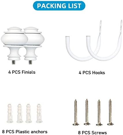4Pcs Curtain Holdbacks - White Wall Mounted Drapery Tiebacks with Screws
