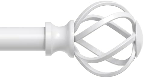 VOIIY 36-72 Inch White Curtain Rod Set with Twisted Finials