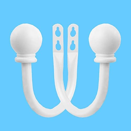 White Ball Finials Curtain Holdbacks 2pcs 1