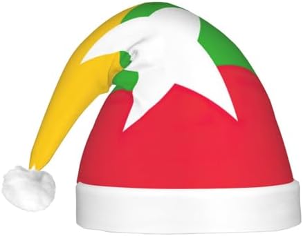 Myanmar Flag Print Christmas Hat with LED Lights