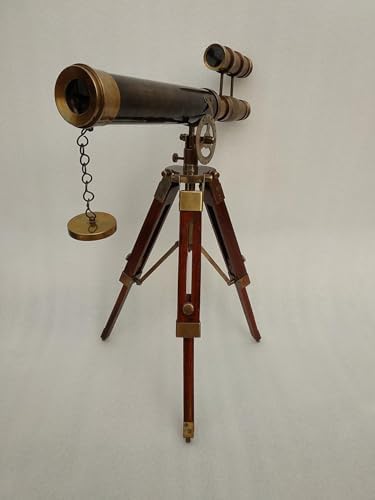 1915 Victorian Brass Telescope with Wooden Tripod