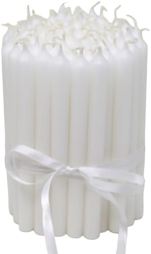 East of India Plain White Slim Pillar Candles 6 Tall Box 60 Pcs