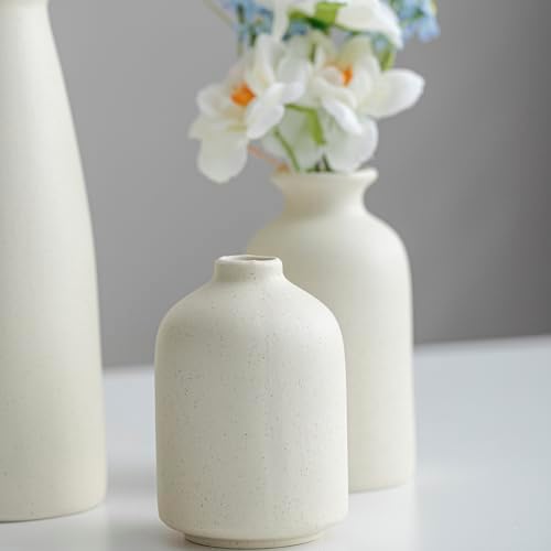 Distressed Ceramic Vase Set of 3 Modern Bohemian Farmhouse Decor
