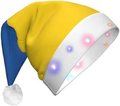 Ukraine Flag Christmas Hat with LED Lights