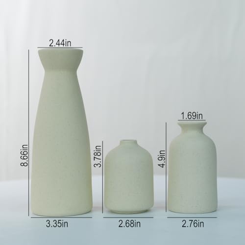 Distressed Ceramic Vase Set of 3 Modern Bohemian Farmhouse Decor
