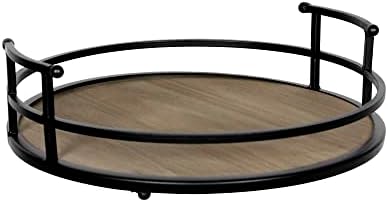 Stratton Home Decor Metal and Wood Round Tray