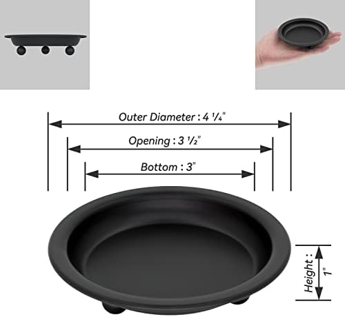 Matte Black Iron Candle Plates Set of 2