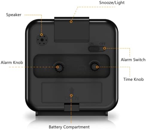 JXTZ Silent Alarm Clock with Night Light and Snooze