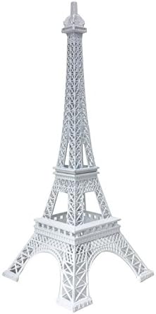 Allgala 24 Inch Eiffel Tower Statue Decor Alloy Metal White