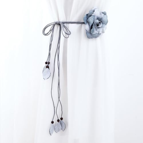 KDUPUP 2 Pcs Country Style Flower Curtain Tiebacks Grey
