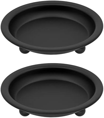 Matte Black Iron Candle Plates Set of 2