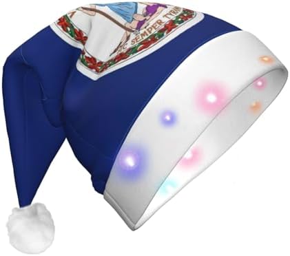 Virginia State Flag Christmas Hat With LED Lights