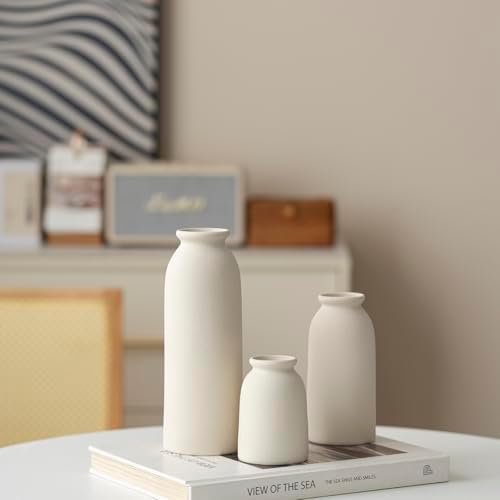 Tinctotnic 3-Piece Ceramic Vase Set - Distressed Beige