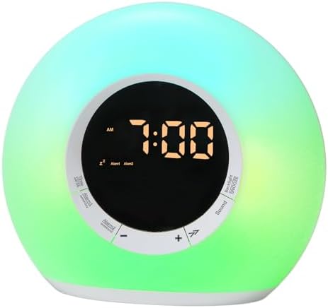 ICODE Alarm Clock with Dimmable Night Light and 10 White Noise