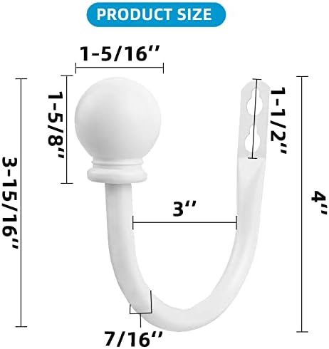White Ball Finials Curtain Holdbacks 2pcs 1