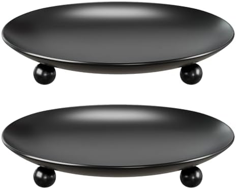 Matte Black Metal Candle Holders Set of 2