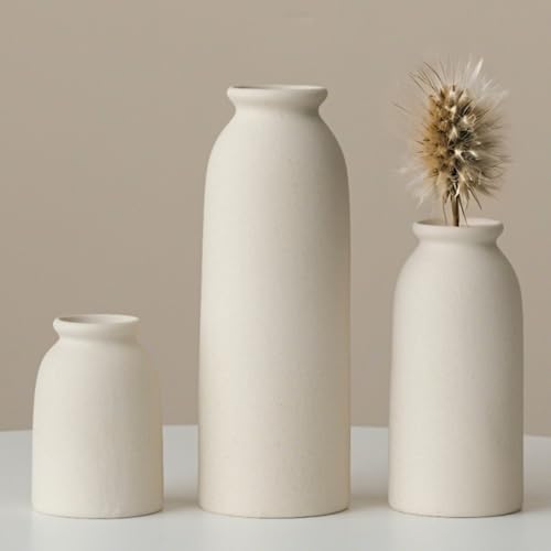 Tinctotnic 3-Piece Ceramic Vase Set - Distressed Beige