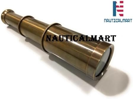 NauticalMart Marine Brass Telescope 6 Inch Antique Finish with Leather Case