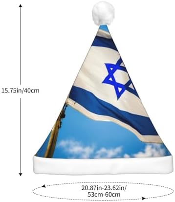 Israeli Flag Print Christmas Hat with LED Lights