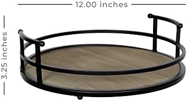 Stratton Home Decor Metal and Wood Round Tray