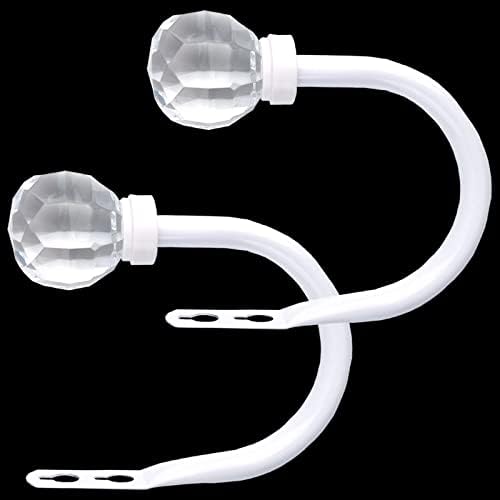 2Pack Curtain Holdbacks with Clear Crystal Balls and Metal Hooks