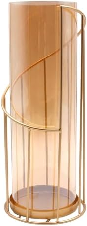 Hosley 12-Inch Metal Glass Hurricane Candle Holder