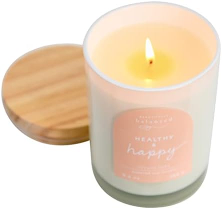 Scented Lidded Glass Soy Candle - Healthy Happy 93 oz