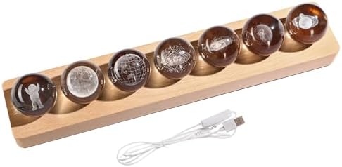 ZEERSHEE 3D Galaxy Planet Crystal Ball Night Light with LED Wooden Base